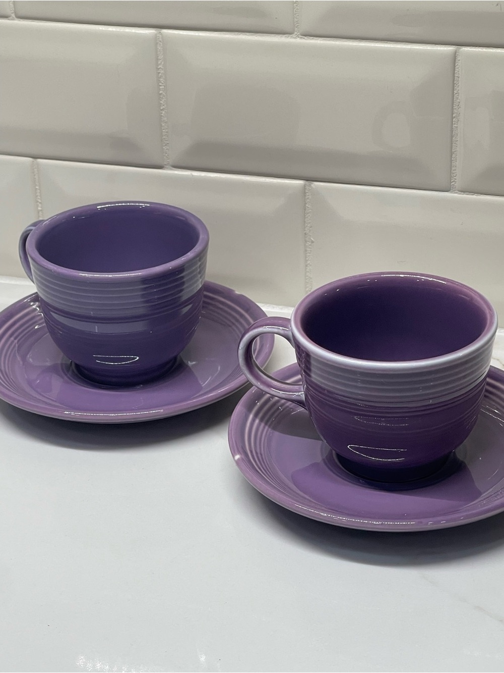 Fiestaware Lilac Cup Saucer (2) Retired Rare 1993 Purple Homer Laughlin Vintage